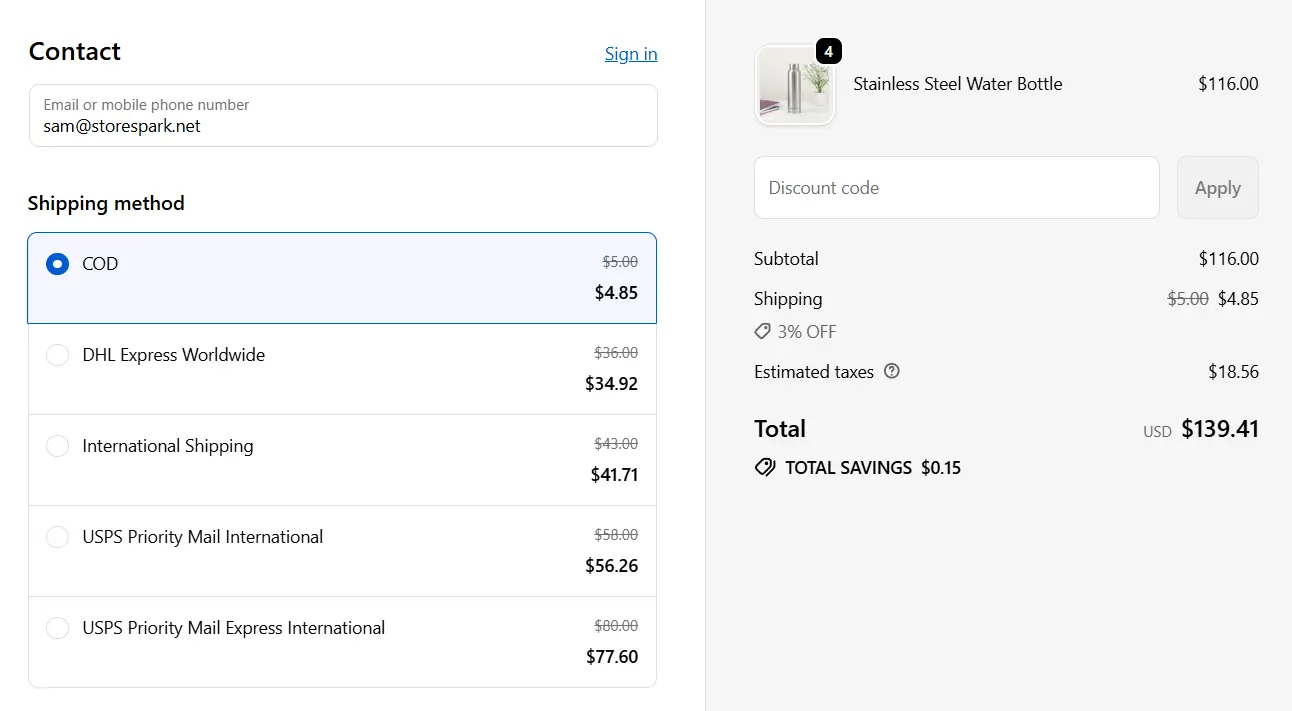 Checkout discount