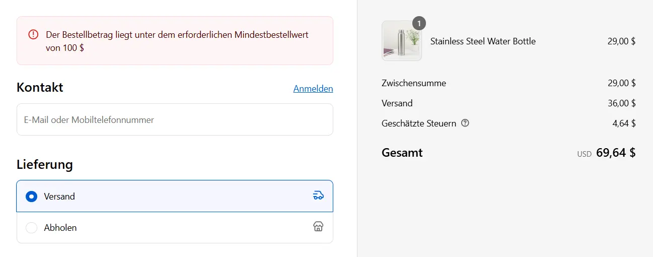 Example German Error Message